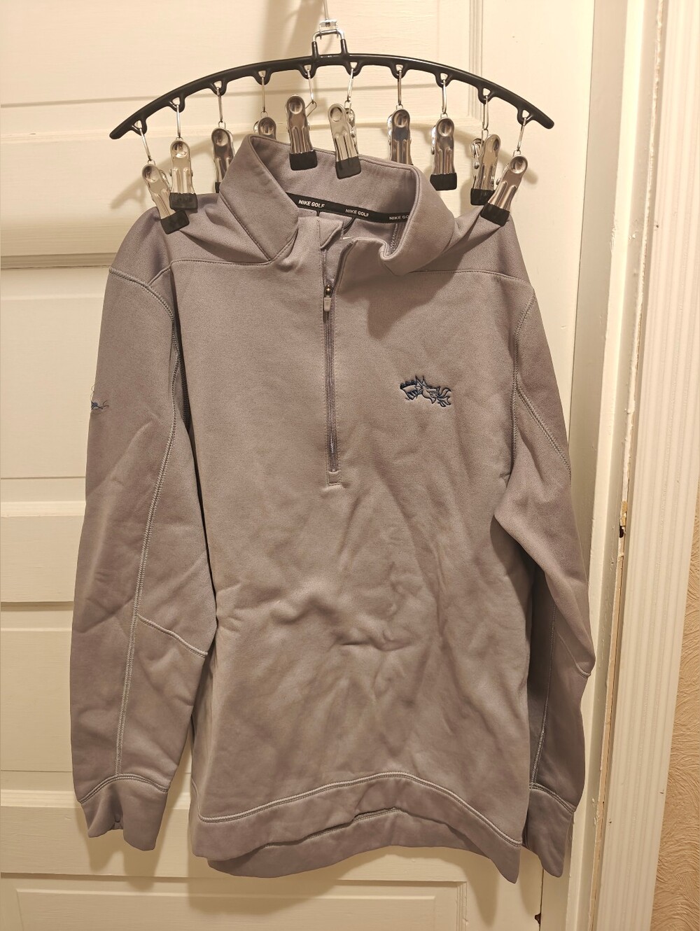 Nike Golf Mens Gray 1/4 Zip Mock Neck Long Sleeve Pullover Size S
